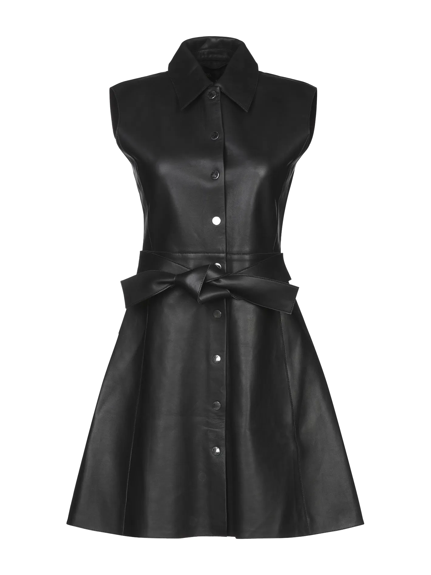 a-line leather shirt-dress