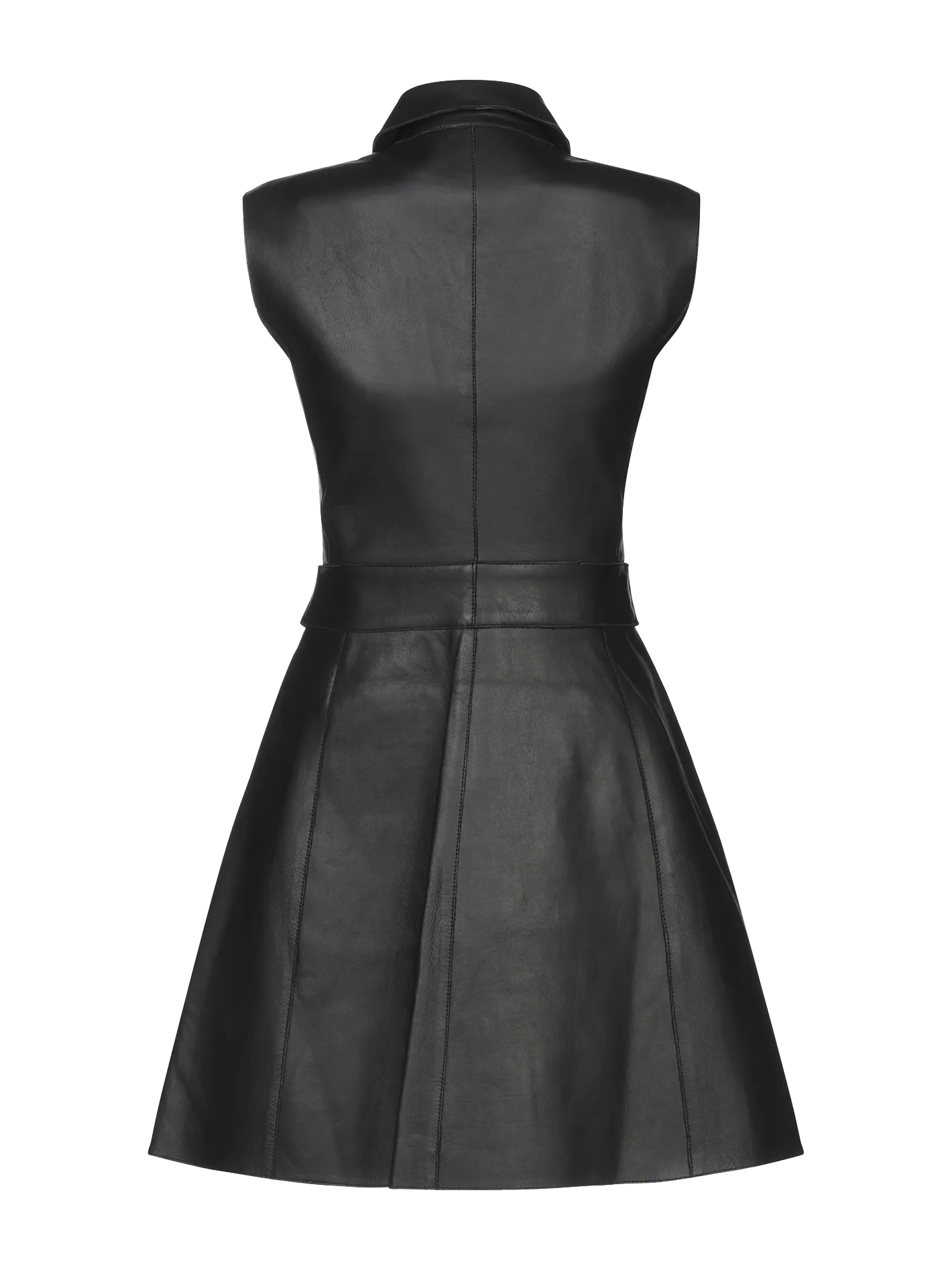 a-line leather shirt-dress