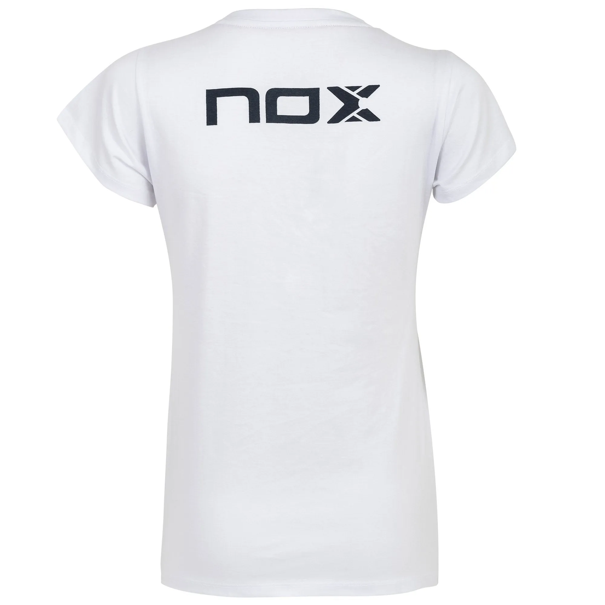 Camiseta Casual NOX Blanca con Letras Azules - Talla XS