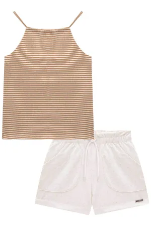 Conjunto de Blusa em Malha Wave e Shorts em Molevisco 75285 Vic&Vicky