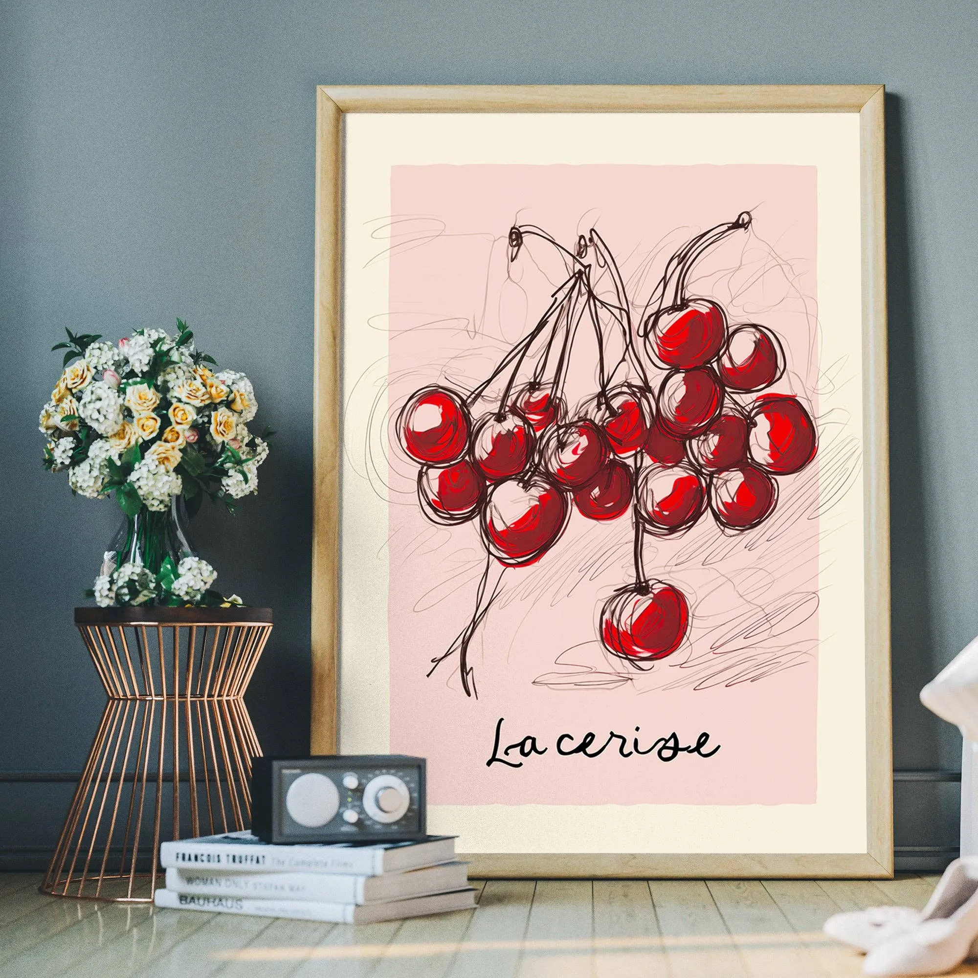 Dibujo abstracto La Cerise Cherries: 19 ¾ x 27 ½ in | 50x70 cm / Mate