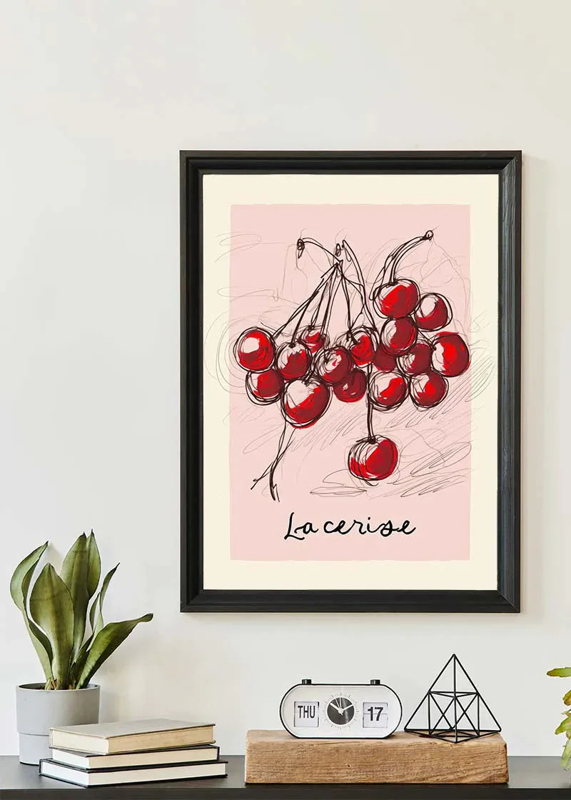 Dibujo abstracto La Cerise Cherries: 19 ¾ x 27 ½ in | 50x70 cm / Mate