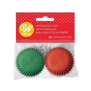 Ensemble de 50 mini caissettes de cuisson rouges et vertes - Wilton