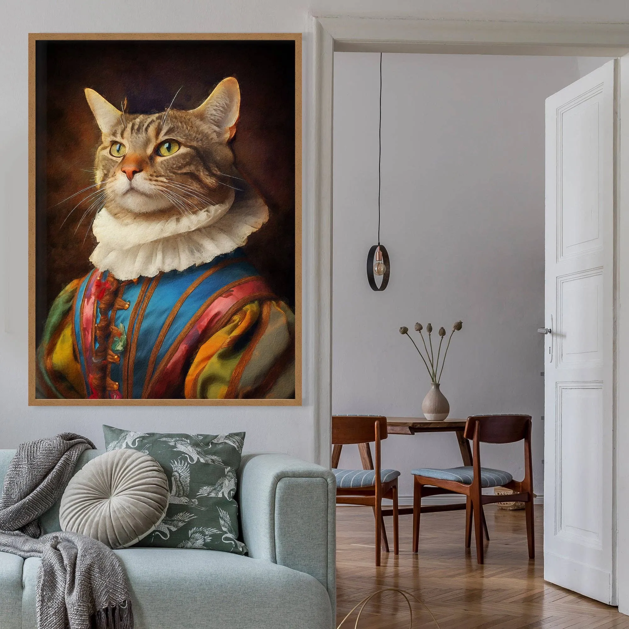 Impresión de retrato de animal de gato arcoíris: 24 x 35 ¾ en | 61x91 cm / Mate