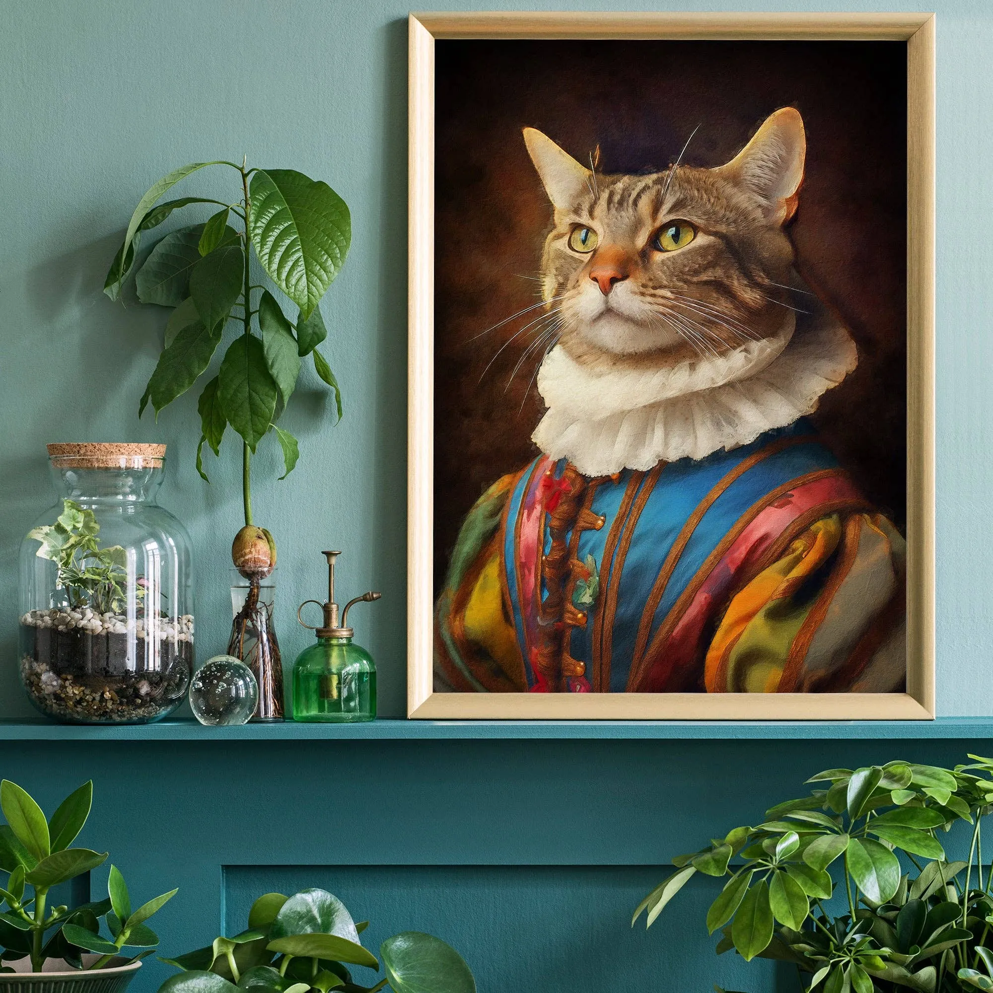 Impresión de retrato de animal de gato arcoíris: 24 x 35 ¾ en | 61x91 cm / Mate