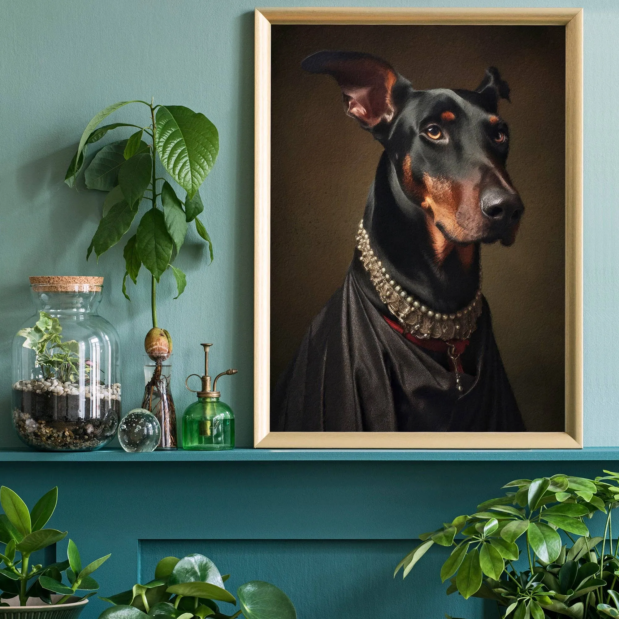 Impresión de retrato de perro doberman: 27 ½ x 39 ¼ in | 70x100 cm / Brillo