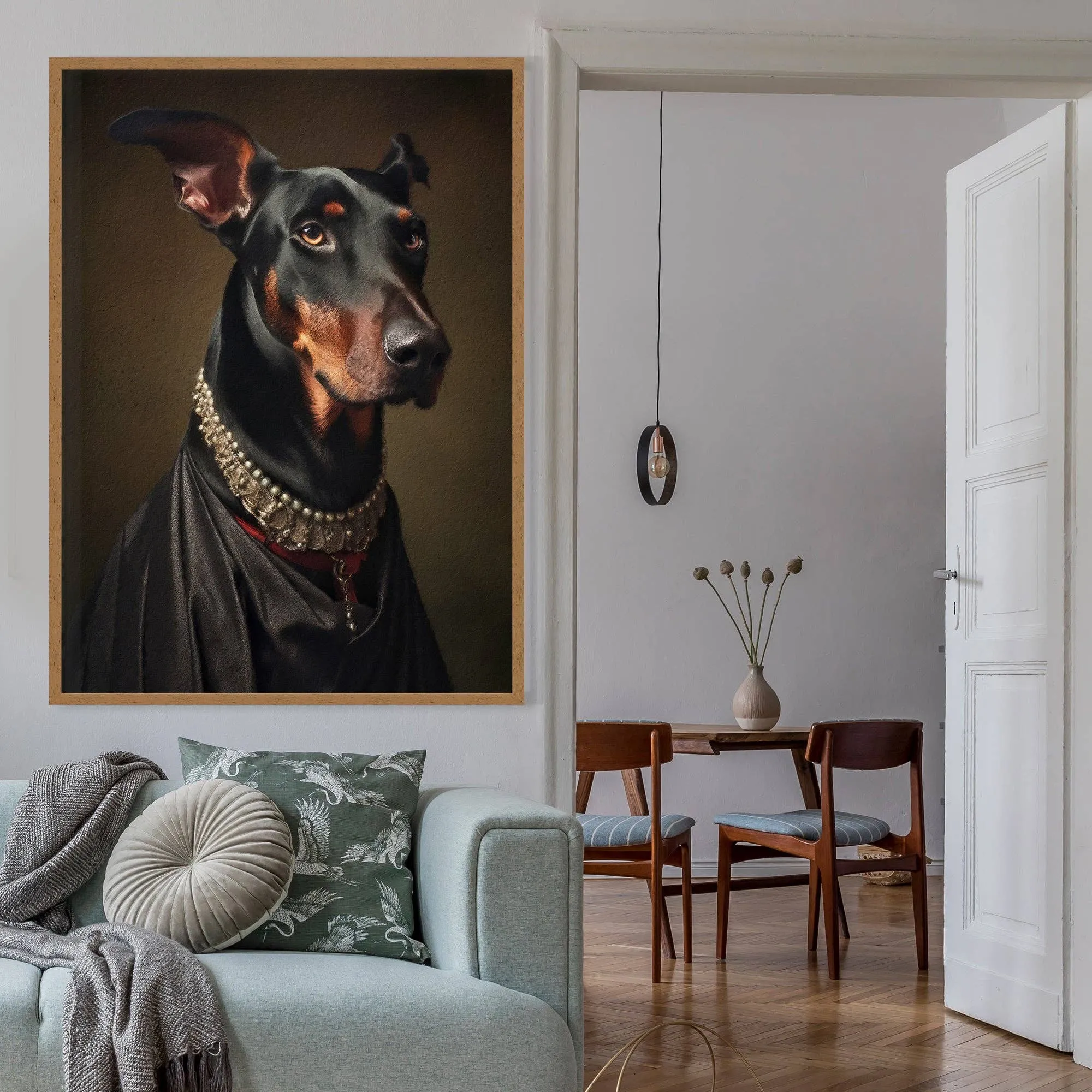 Impresión de retrato de perro doberman: 27 ½ x 39 ¼ in | 70x100 cm / Brillo