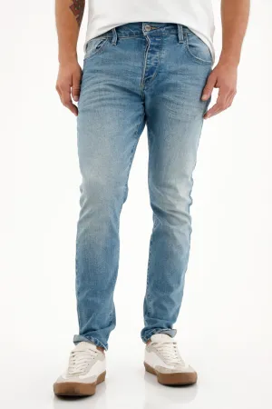 Jean Skinny azul tiro medio para hombre