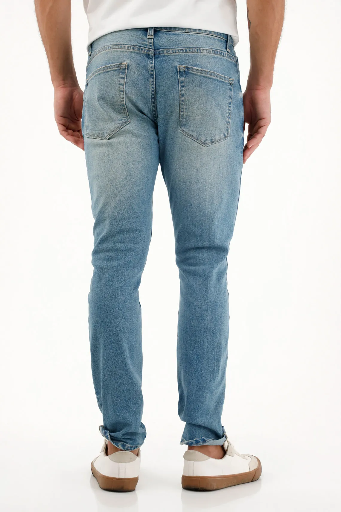 Jean Skinny azul tiro medio para hombre