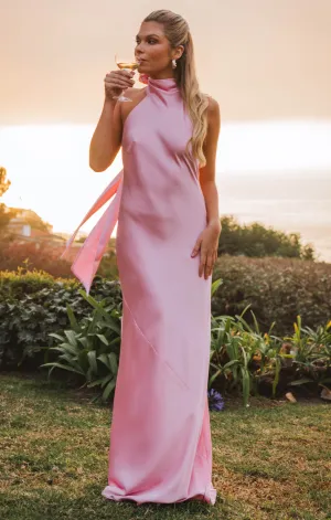 Lisa Maxi Dress ~ Light Pink Luxe Satin