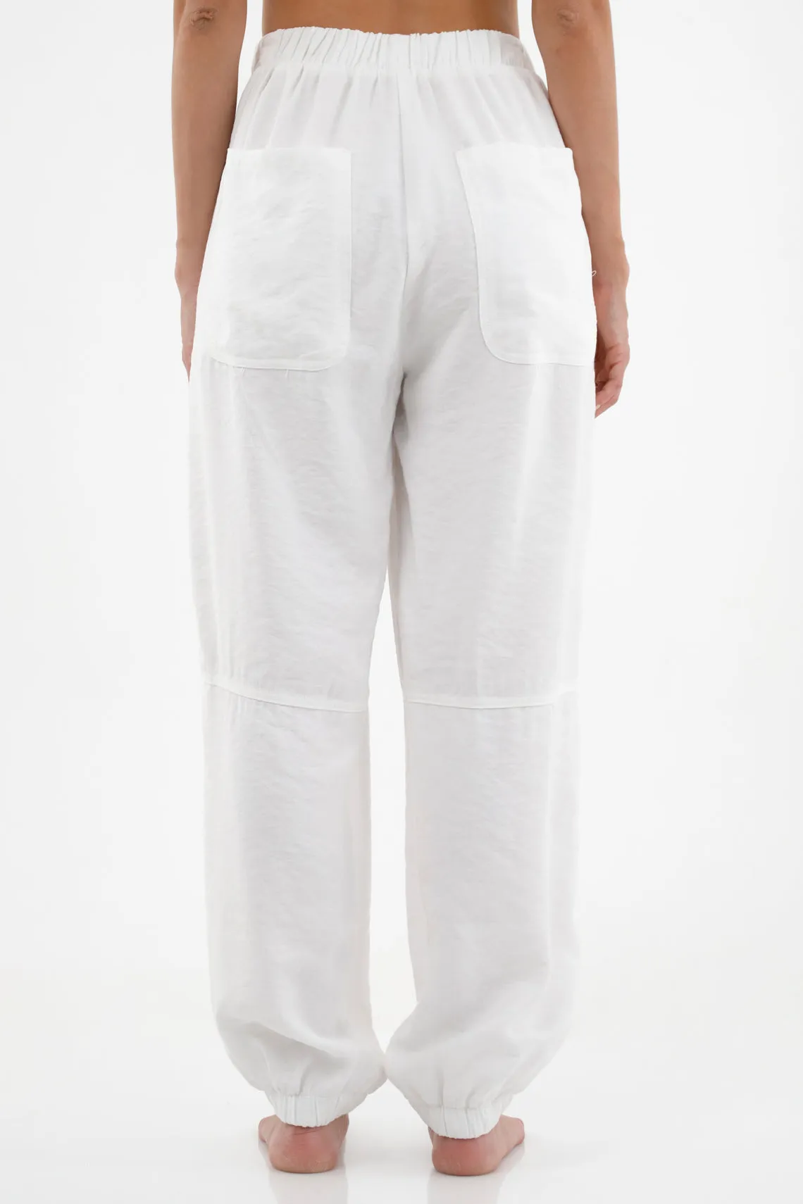 Pantalón tipo Jogger blanco para mujer