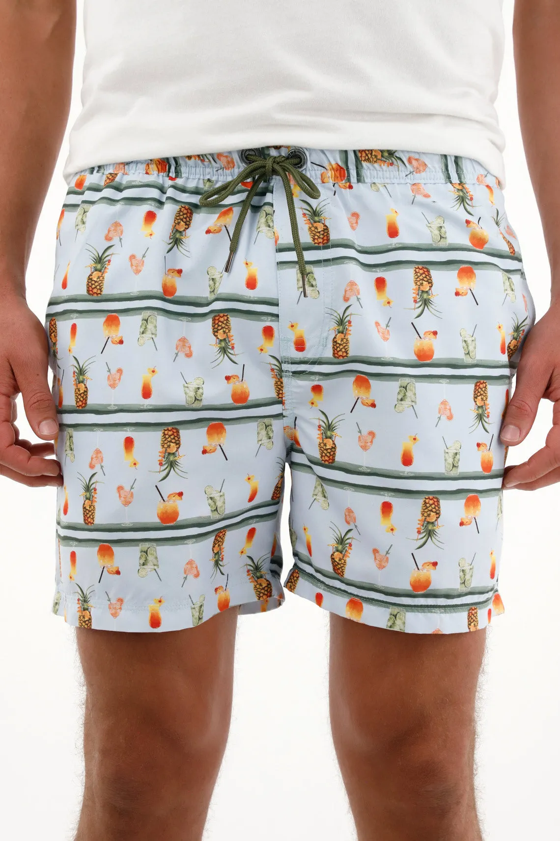 Pantaloneta de baño con estampado de frutas para hombre