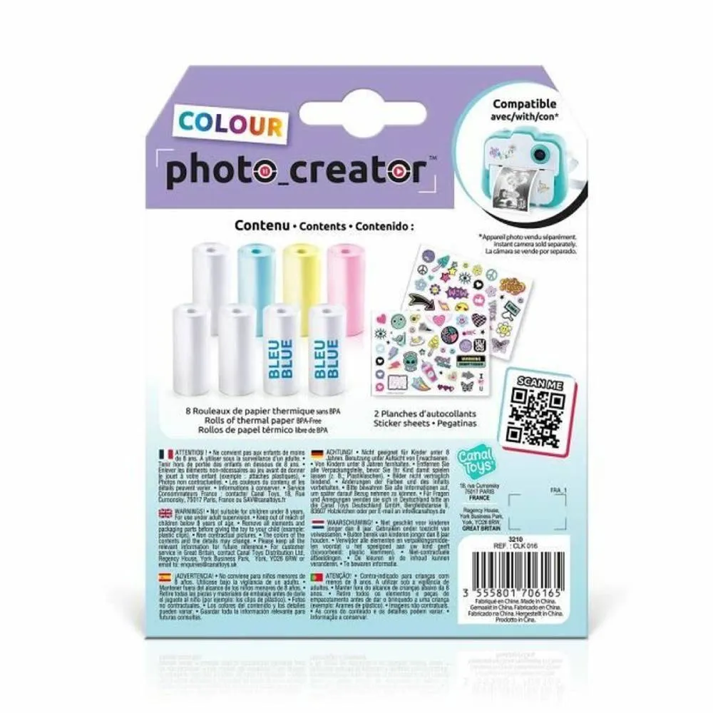 Photo Creator Set 8 Rollos Papel Térmico Canal Toys