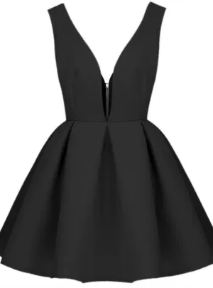 Queenly Deep V-neck Homecoming Dresses A-line Homecoming Dresses V-back