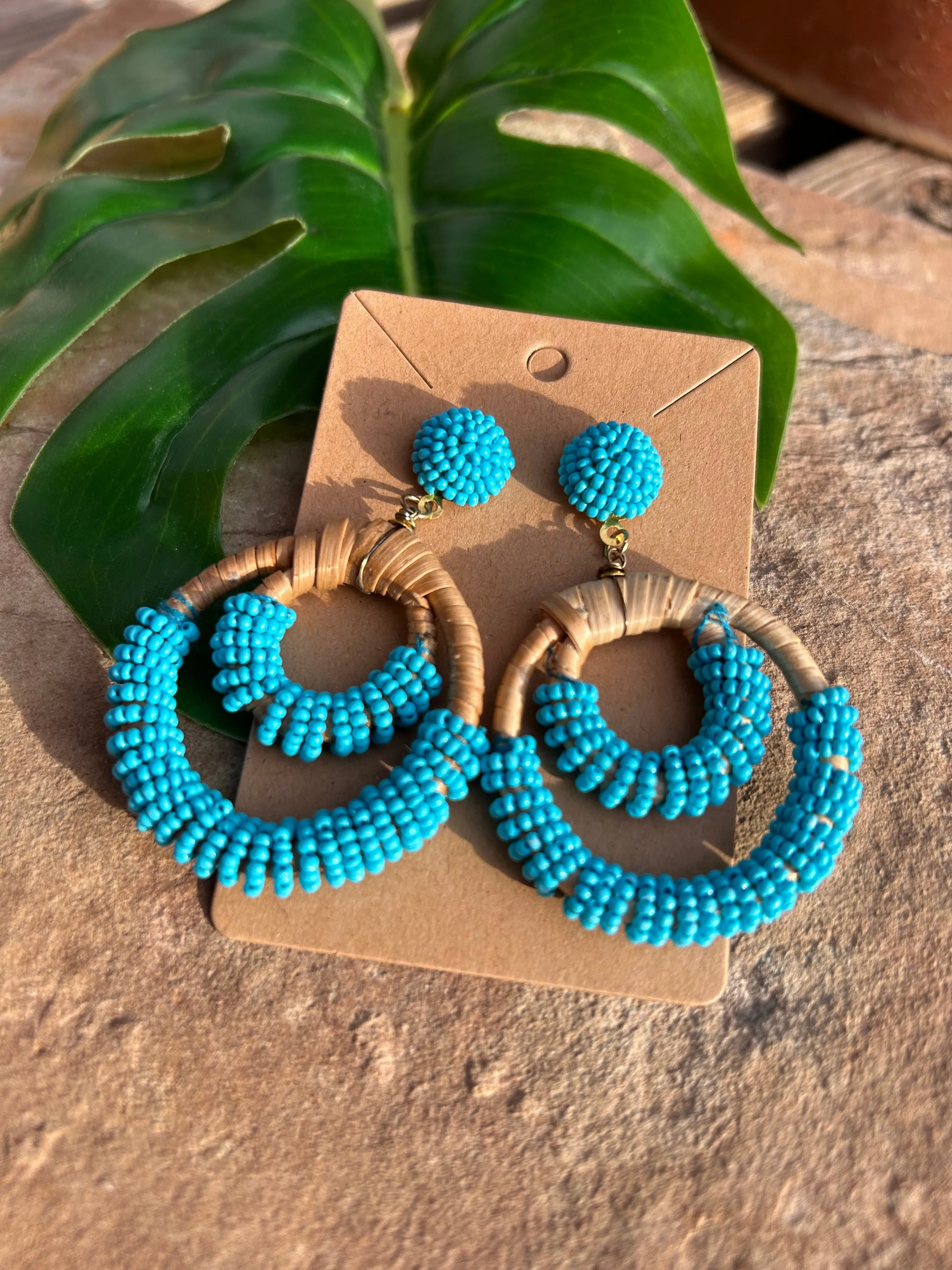 Rattan Sead Bead Hoop Earrings