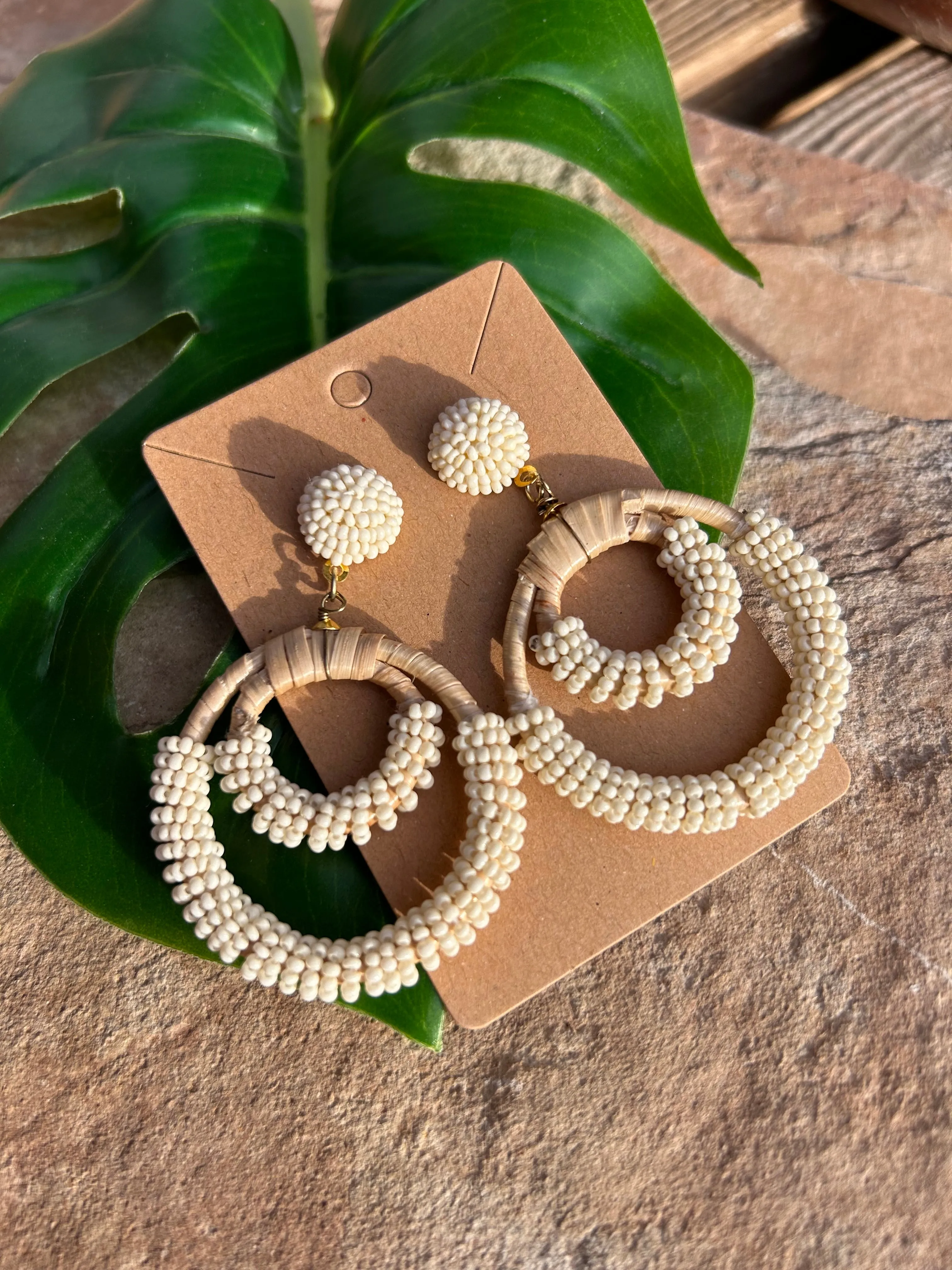 Rattan Sead Bead Hoop Earrings