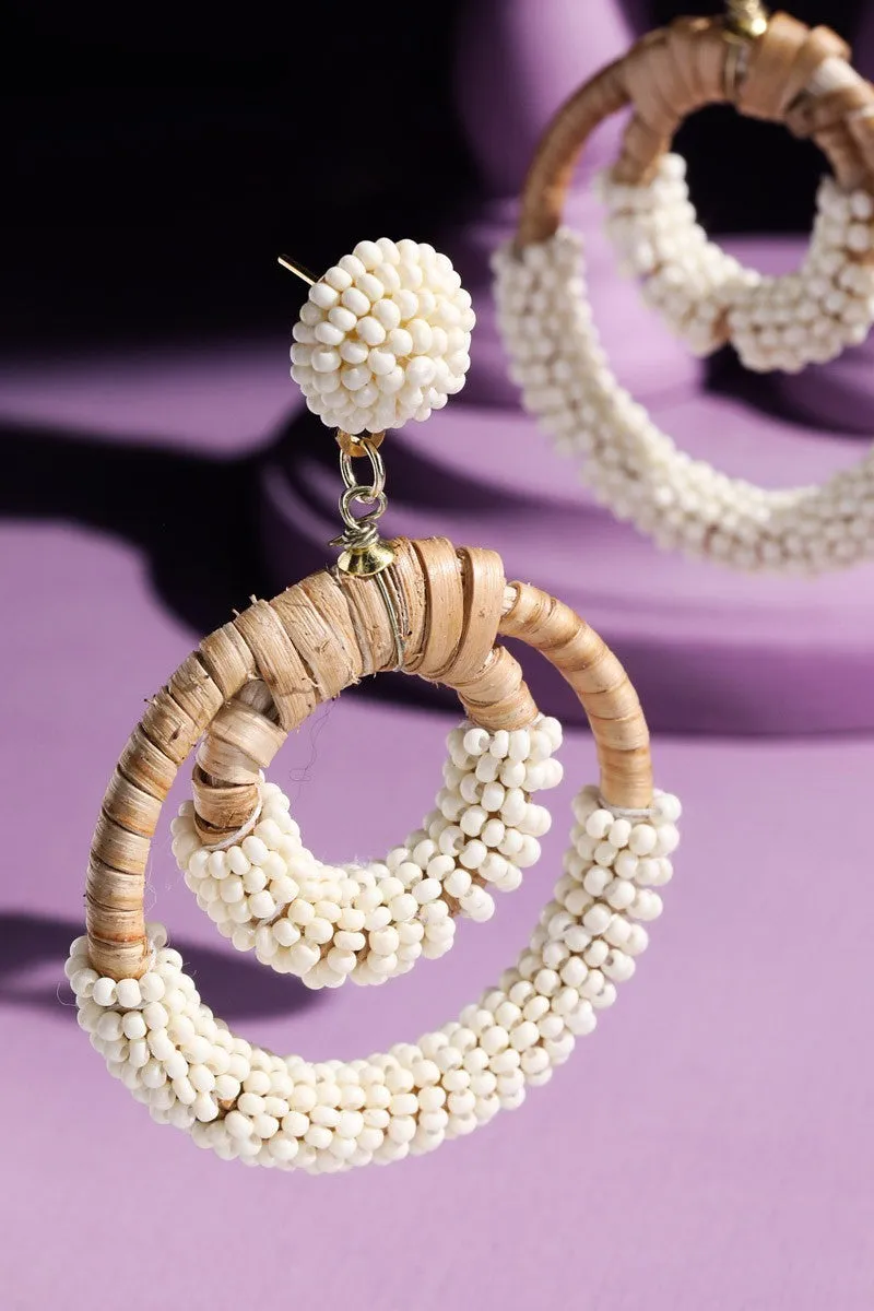 Rattan Sead Bead Hoop Earrings