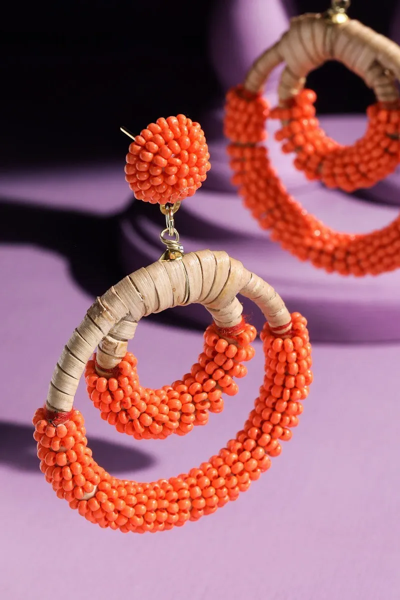 Rattan Sead Bead Hoop Earrings