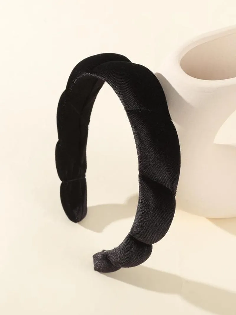 Simple Plain Letter Patch Velvet Fluffy Soft Sponge Headband, Daily Casual Versatile Hair Accessories for Women and Girls