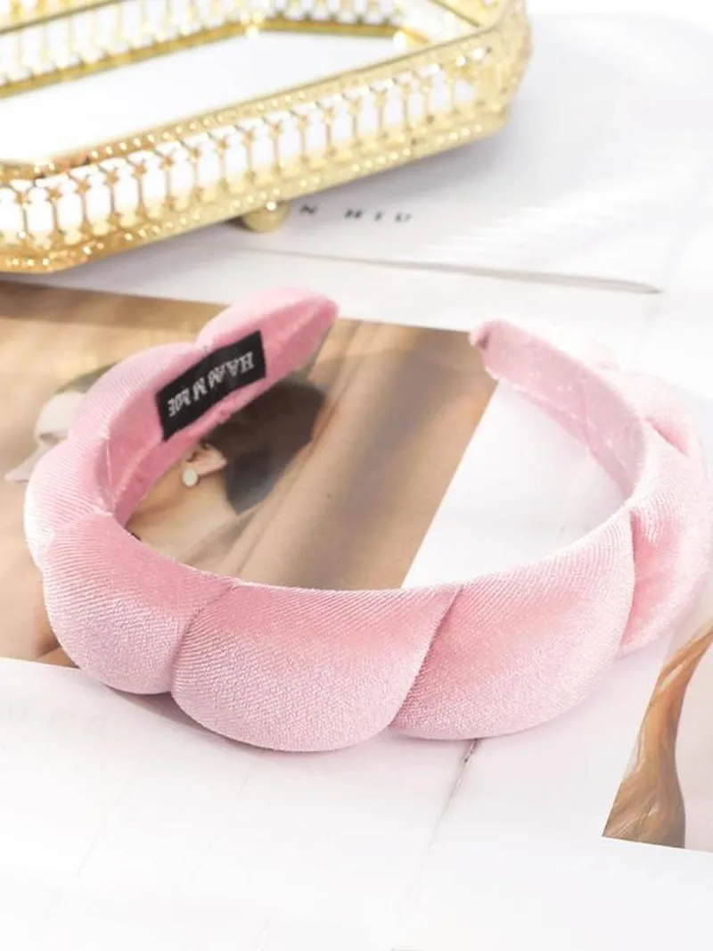 Simple Plain Letter Patch Velvet Fluffy Soft Sponge Headband, Daily Casual Versatile Hair Accessories for Women and Girls