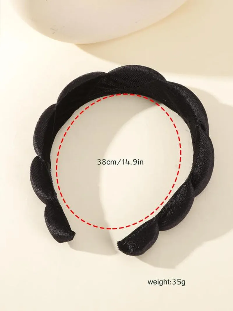 Simple Plain Letter Patch Velvet Fluffy Soft Sponge Headband, Daily Casual Versatile Hair Accessories for Women and Girls