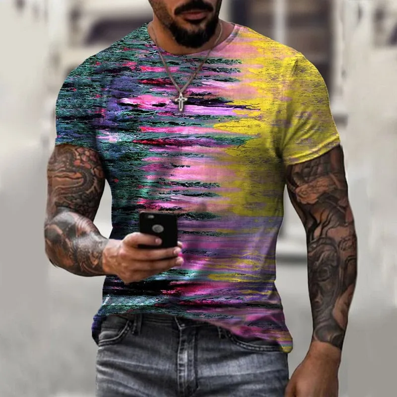 Summer Hot Selling Men's Casual T-shirt Street Fashion Short-sleeved Shirt Harajuku 3D Printing All-match Round Neck New Top