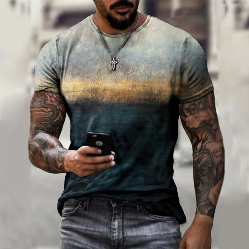 Summer Hot Selling Men's Casual T-shirt Street Fashion Short-sleeved Shirt Harajuku 3D Printing All-match Round Neck New Top