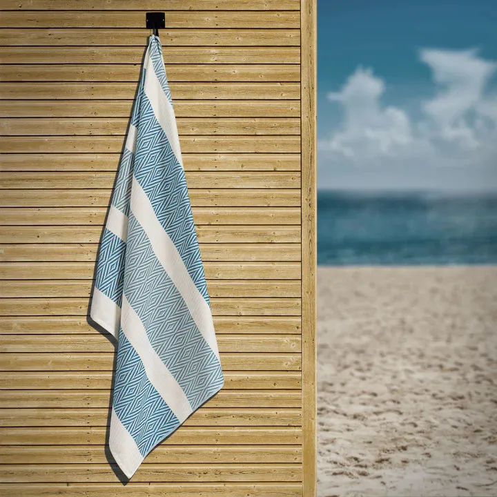 Toalla de playa Ondarreta azul, 100 x 180 cm.